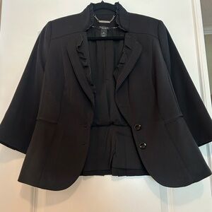 White House Black Market Ruffled Black Blazer
